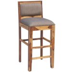 RAJ HANDICRAFT Solid Wood Bar Chair | Wooden Tall Bar Stool for Patio Garden and Out Door | Wooden Long Bar Counter Chair with Leg Foot Suport