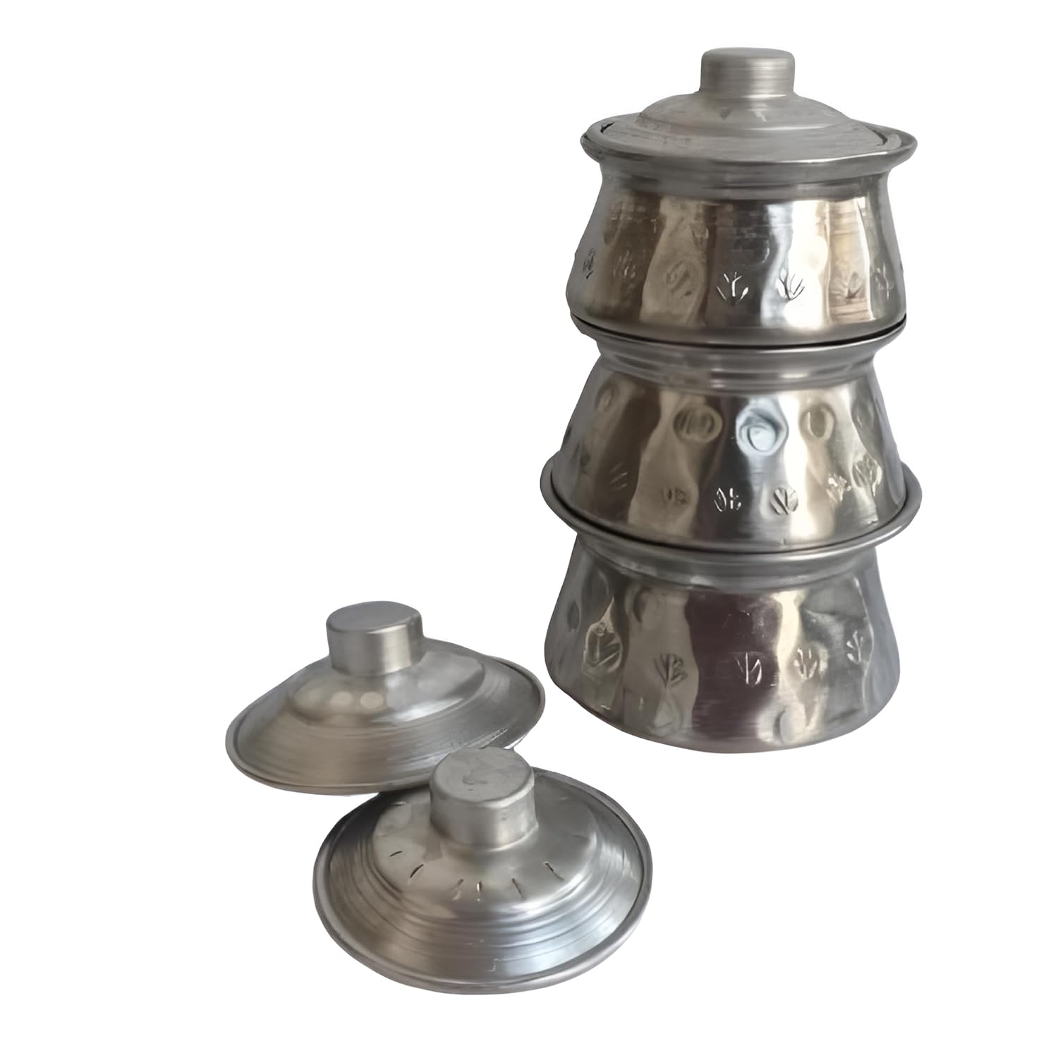 Sri Sisters Aluminium Miniature Pot Set with Lids – Handi Style Kitchen Toy for Kids & Home Decor – Set of 3 (Small, Medium & Large)