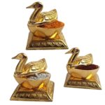 Sri Sisters German Silver Gold Color Duck Shape Kumkum Box | Sindoor Daani | Traditional Pooja Roli Chandan Holder | Return Gifts for Women | Baby Shower, Wedding| Silver Plated|Pack of 1 (Gold)