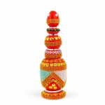Wooden Handmade Round Sindoor Box with Meena Work Refillable Case Multicolour H 19 W 6 L 5 cm (Set of Different Designs) (RED34)