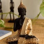 eCraftIndia Handcrafted Meditating Lord Buddha Polyresin Idol (15 cm x 7.5 cm x 20 cm, Golden) (MSGB532)