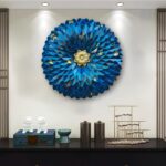 pranjals house Rustic Blue Flower Metal Wall Art Frame, Wall Hangings for Home Decoration, Wall Sculpture for Living Room, Wall Hanging Decorative Items for Bedroom (Size: 24X24IN)