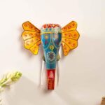 ATRANGI STUDIO Handpainted Wooden Elephant Wall Decor | Ethnic Wooden Wall Art | Symbol of Strength & Wisdom | Wall Hanging for Home, Corridor & Balcony | Ready to Hang | 11 Inch, Turquoise