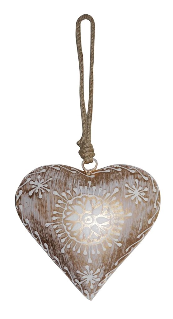 ATC Metal Heart Wall Hanging (18 X 5 X 33 cm_Gold White Wash)