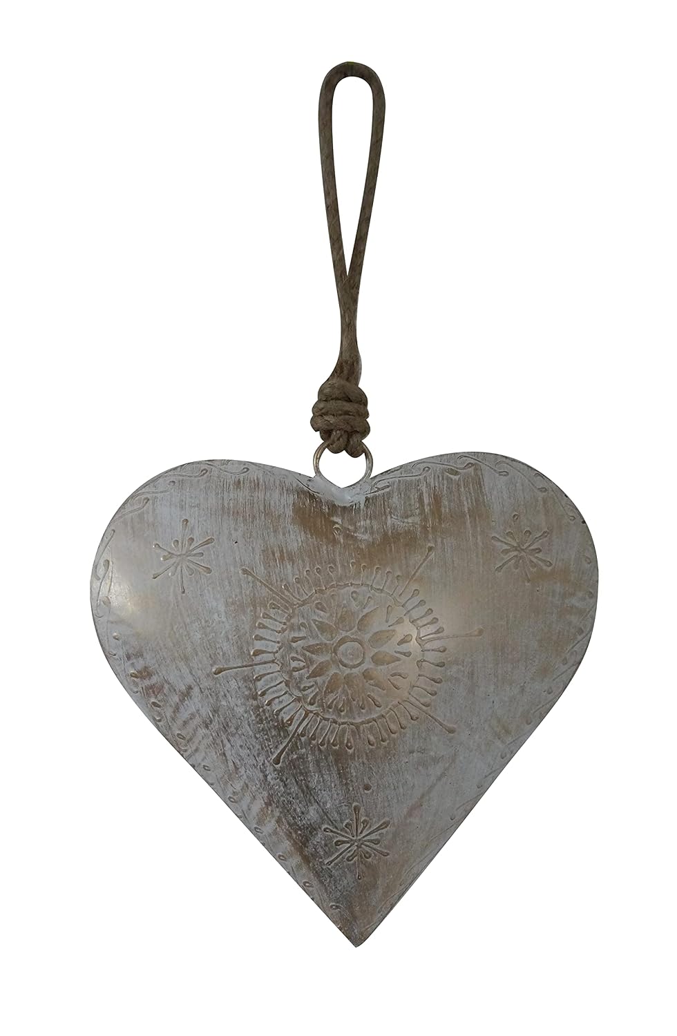 ATC Metal Heart Wall Hanging (23 X 5 X 38 cm_Brown White Wash)