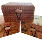 Awesome Assam Handicrafts Collection- Small & Cute Utility Bamboo Box Set of 3 (Casket, 8cm L x 8cm W x 4cm H)