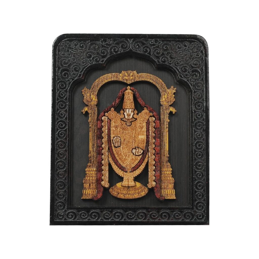 BISMAADH Handicraft Decorative Religious Wooden Temple Frame for Car-Dashboard, Home D�cor and Office Desk (Balaji)