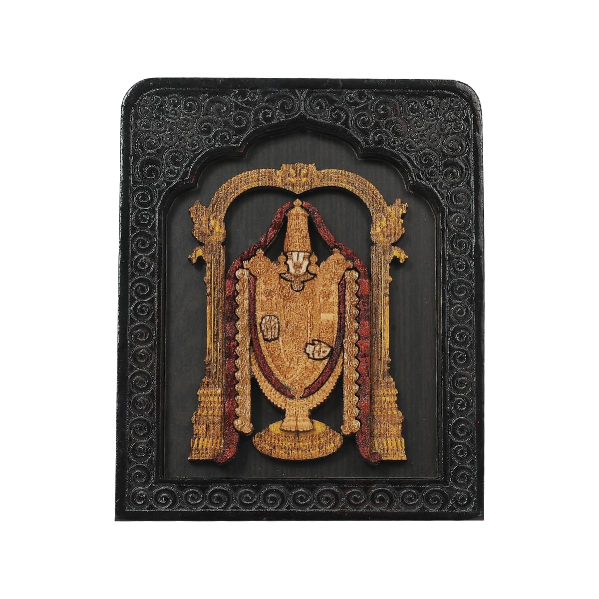 BISMAADH Handicraft Decorative Religious Wooden Temple Frame for Car-Dashboard, Home D�cor and Office Desk (Balaji)