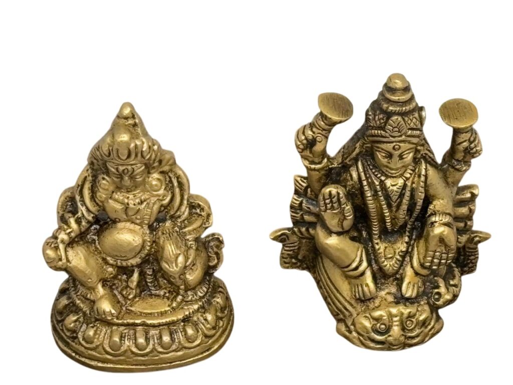Brass kuber & Lakshmi Idol Set | Laxmi kuber (Small) Murti for Diwali Pooja, Home Temple & Auspicious Decor
