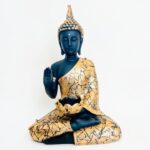 India Big Meditating Buddha Statue Showpiece for Home Decor - Living Room - House Warming - Office - Gifting - Buddha Idol Polyresin Decorative Figurine (11 Inch / 28 cm, Black, Gold)