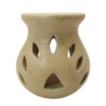 India Meets India Ceramic Tea Light Candle Holder with Free Tea Light Candle, Decorative Diya for Diwali Handicraft (Cream)