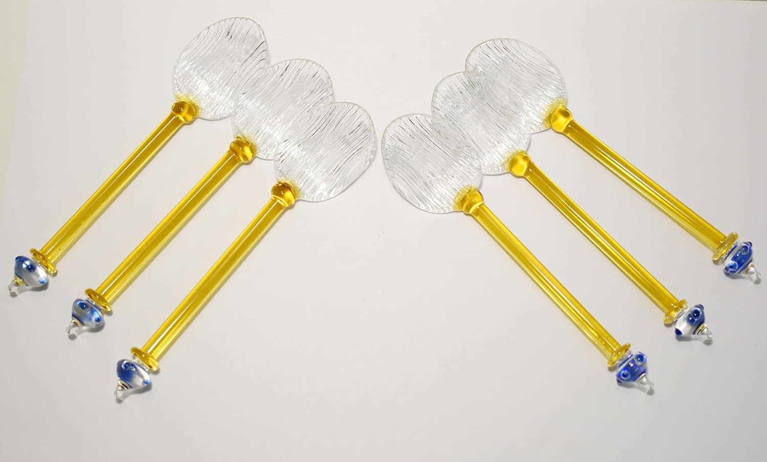 MARBOGLASS India Handicraft Crystal Glass Spoon Set,Cutlery Set/Table Ware Cutlery/Dinner Cutlery/Spoon (Set of 6) (Glass Yellow)