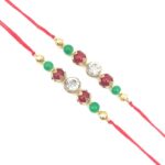 Prapti Handicrafts Handmade Multicolour kundan Beads rakhis for Brothers in Combo of 2