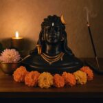 Sri Sisters Adiyogi Shiva Idol for Car Dashboard | 2.3x3 Inch Black Adiyogi Statue for Home Decor | Mahadev Bust for Meditation, Office Table, Spiritual Gift