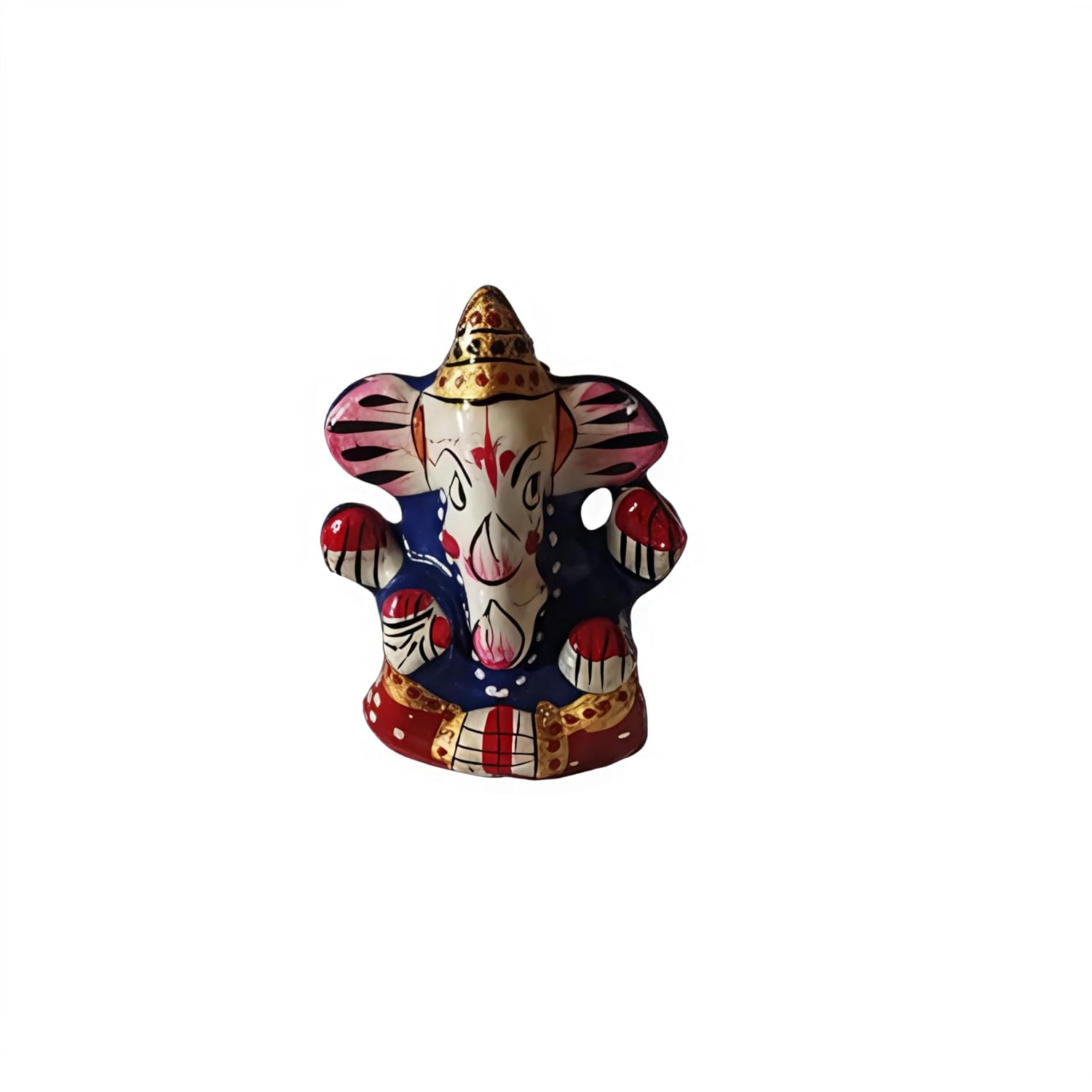 Sri Sisters Metal Meenakari Ganesha Idol for Car Dashboard | Small Ganpati Statue for Puja, Temple, Office Desk, Home Decor & Gifting (Multicolor, 4x3 cm | 1.5x1 inch)