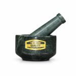 JHM Marble Mortar & Pestle (Khalbatta/Okhli Musal) – Heavy Stone Grinder for Spices, Herbs, Masala & Chutney, Traditional Manual Kitchen Tool (Green, 5 X 3)