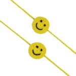 Prapti Handicrafts Handmade Eco-Friendly Crochet Cartoon Keychain Rakhi for Kids, Boys/Girls (smily combo 2)