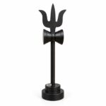 ADK Handicraft Karungali Wood Trishul With Damru Ebony, Black Small 3 Inch