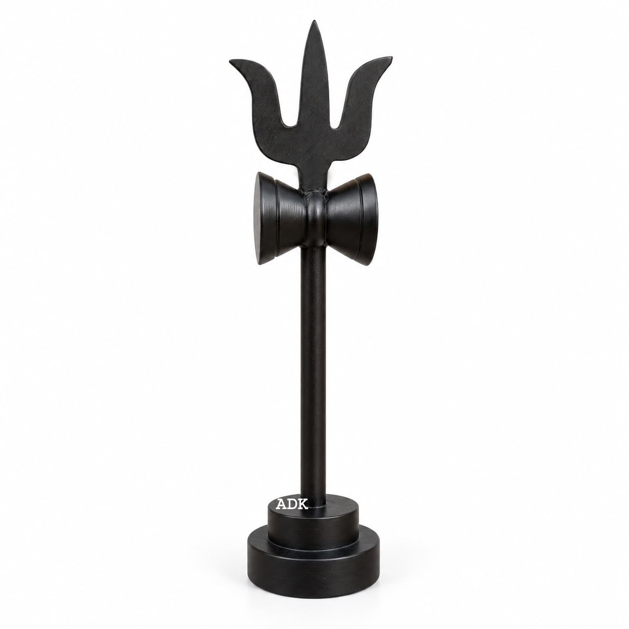 ADK Handicraft Karungali Wood Trishul With Damru Ebony, Black Small 3 Inch