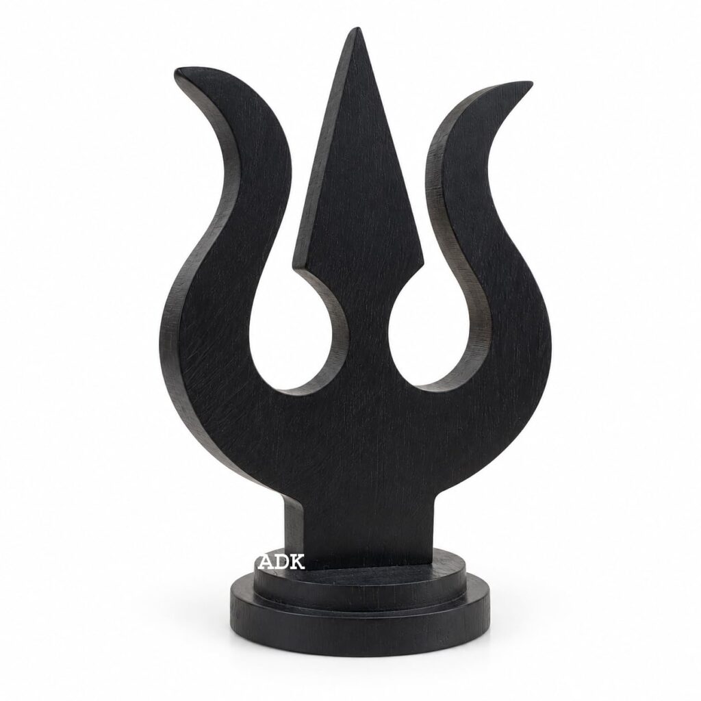 ADK Handicraft Original Karungali Ebony Wood Trishul Head Stand, 3 Inch