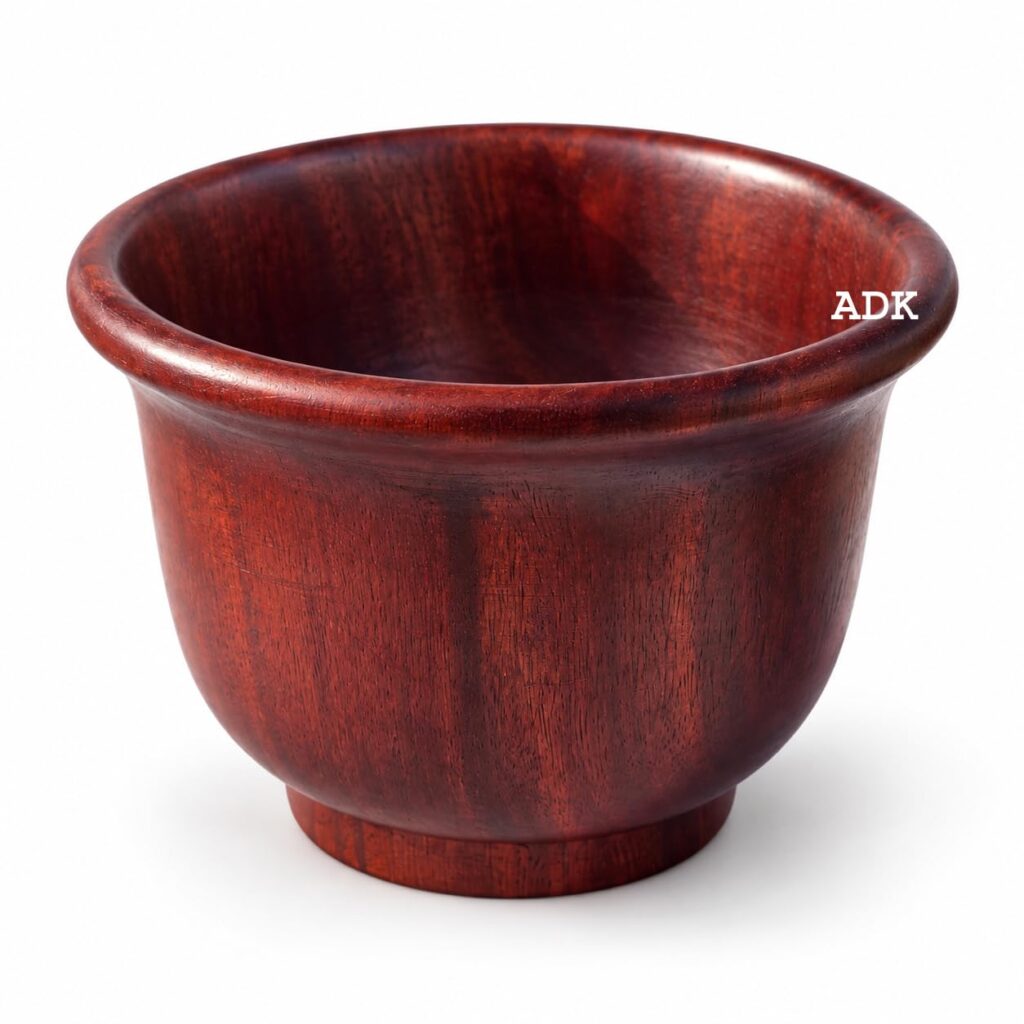 ADK Handicrafts Red Sandalwood Bowl, Handcrafted Original Lal Chandan Wooden Serving Bowl for Fruits, Snacks and Salads, Natural Sandal, 12 cm x 9 cm