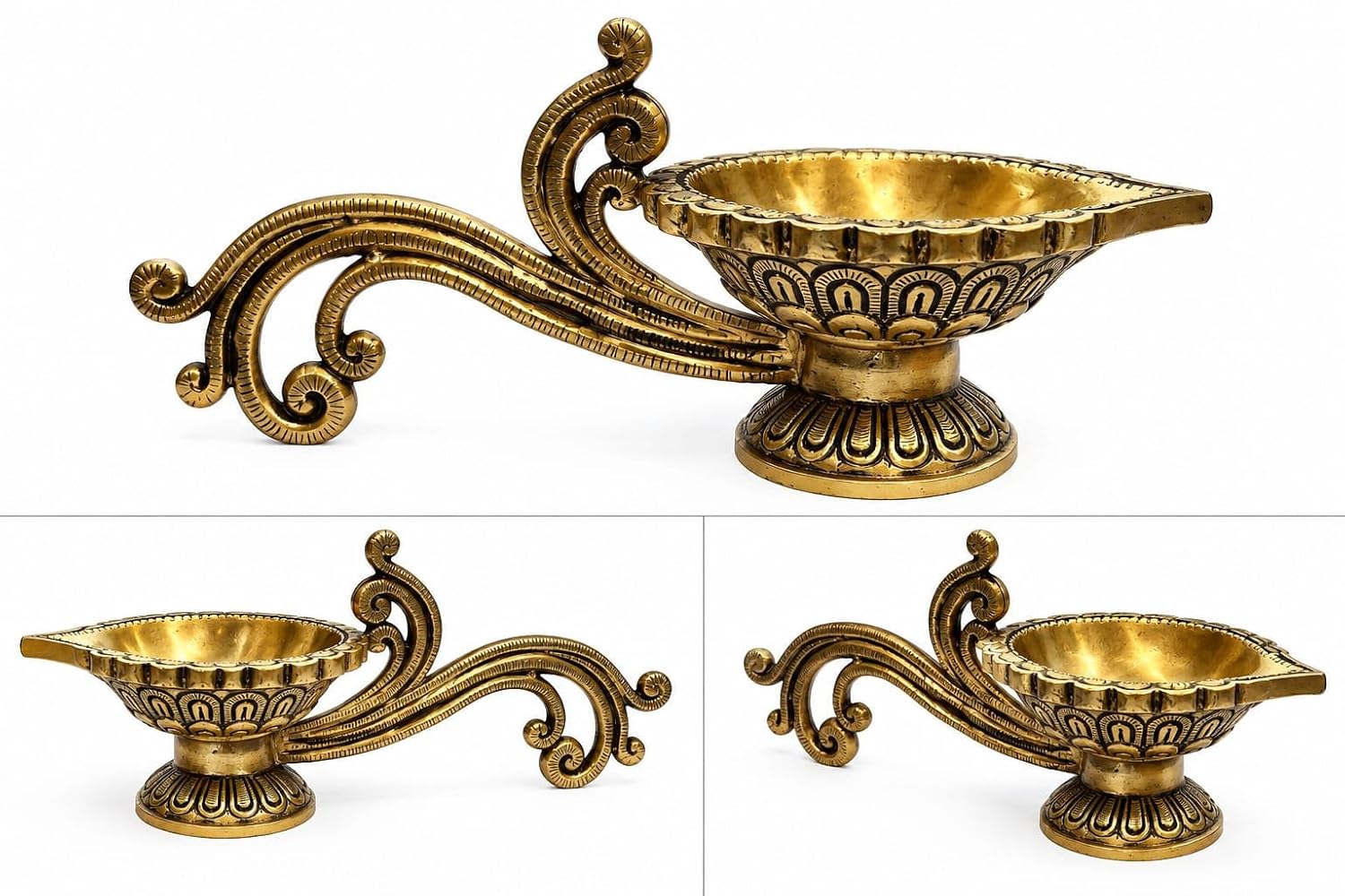Brass Aarti Vilakku Traditional Sacred Lamp with Handle|pooja|gift for marriage,housewarming and festivals |Indian handicraft |traditional homedecor| Diwali Diya |