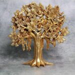 Brass Kalpavriksha Tree Showpiece, Vastu Fengshui Decorative Handicraft Table Decor with Antique Polish, Spiritual Wealth & Prosperity Gift Item 8.5 x 1.5 x 9.5 in | W-1.7 kg