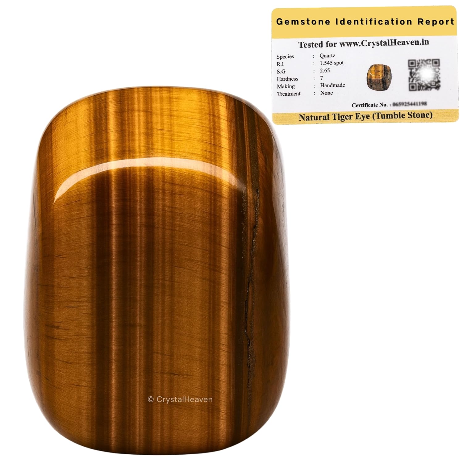 Certified Tiger Eye Crystal Healing Tumbled Stone, 30 Grams