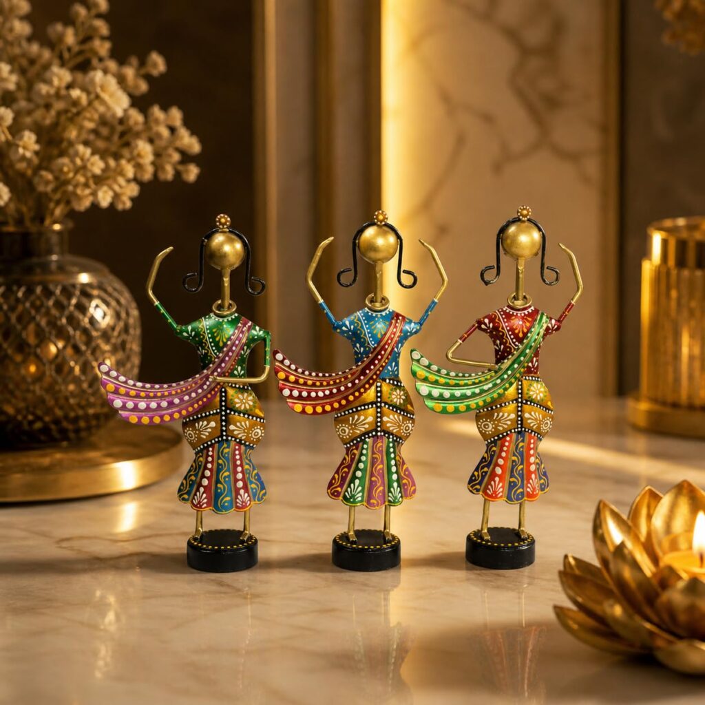 CraftVatika Home Decoration Items for Living Room, Rajasthani Dancing Lady Showpiece, Aesthetic Home Decor for Living Room Tabletop Wedding Anniversary Home House Warming Gifts Bew Home