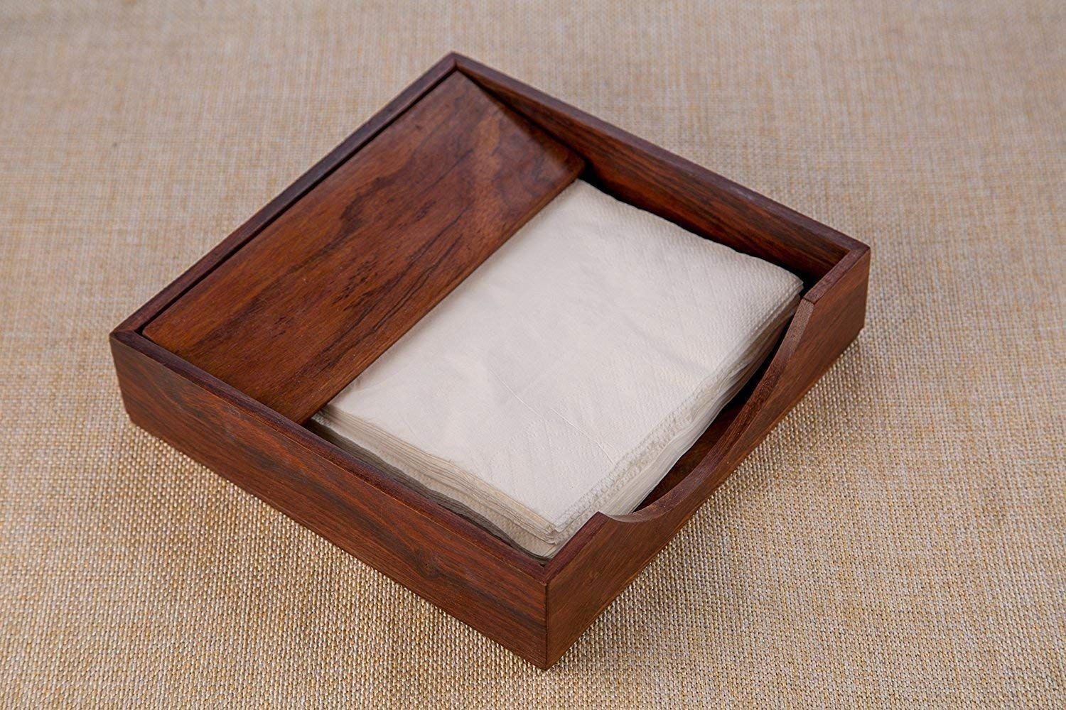 DWH Deluxe Wood HANDICRAFTS Antique Handcrafted Tissue Holder//Elegant Wooden Tissue Holder, Tissue Organizer, Tissue Dispenser//Tissue Box Cover/Holder (Brown)