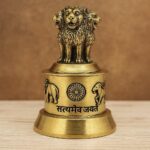 Handcrafted Brass Ashoka Pillar Showpiece | Lion Capital of India with “Satyameva Jayate” Engraving | Desk, Office, Home Décor & Government Gift Collectible
