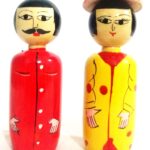 Handcrafted channapatna Wooden Arunachal Couple Doll - 11 cms