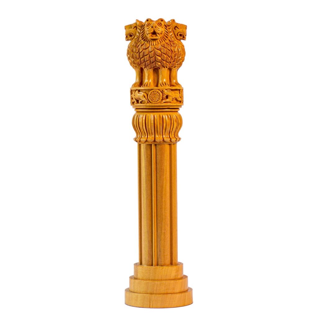 Handicraft Wooden Ashoka Pillar Ashok Stambh for Table