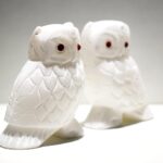 MARBOGLASS India Handicraft OWL Set Made of Pure White Marble fine Engraving Work, Lucky for Home and Office Decorative (7CM H) Set of 2