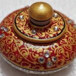 Marble Kumkum Box (3 inch, Orange)