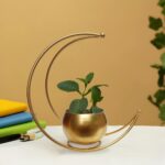 Metal Design Vase Table Decoration Flower Vase gold coated (24x24) CM Flower pot for home Decoration Pack of 1 Piece