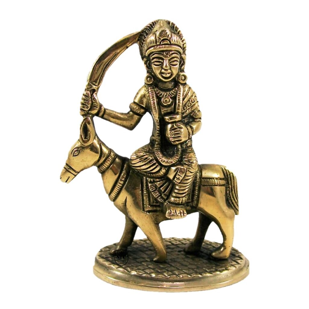 NEO CLASSIC Sheetla MATA Shitla MATA Idol for Puja with Heavy Base I Sheetla MATA Religious Brass Idol (4.5 inch)