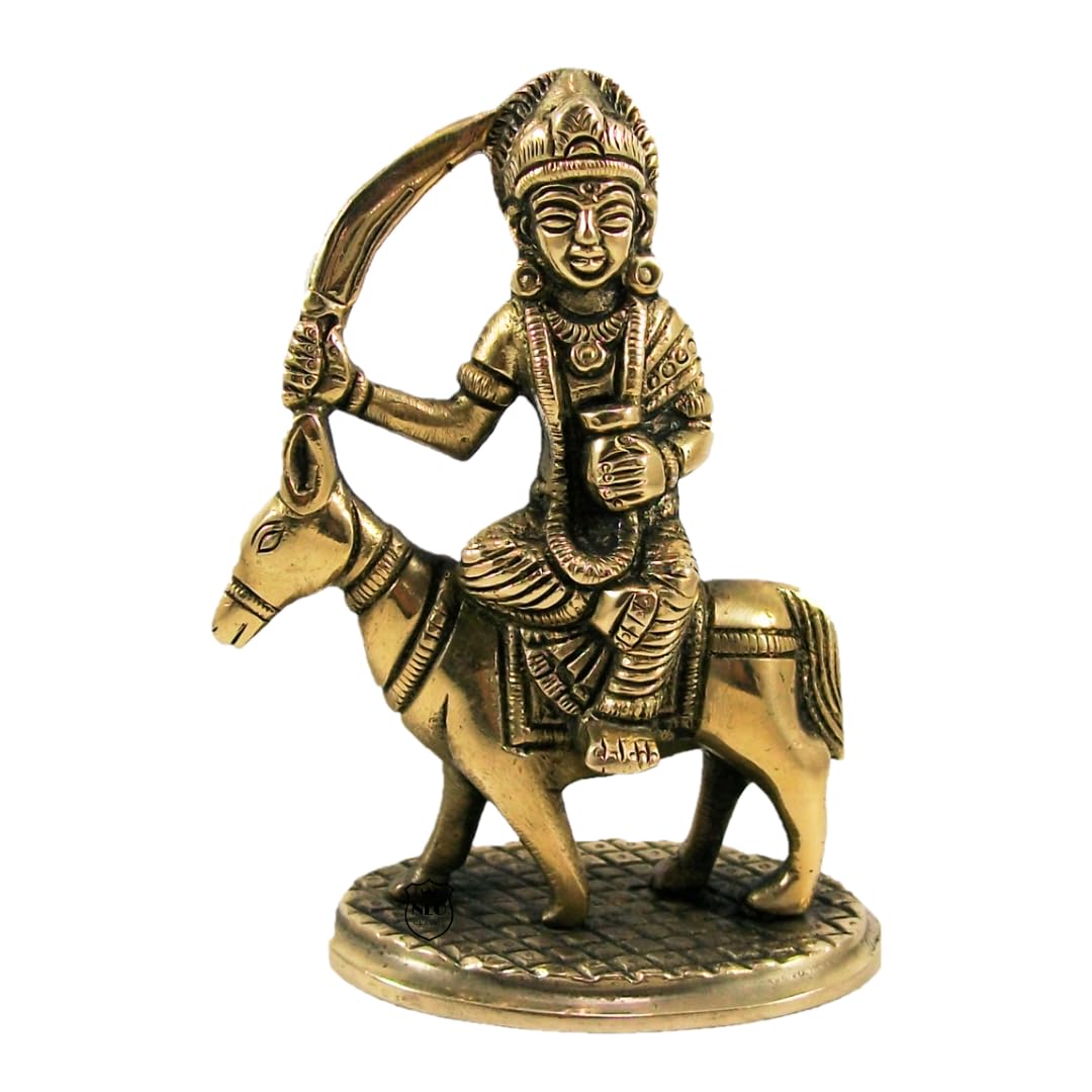 NEO CLASSIC Sheetla MATA Shitla MATA Idol for Puja with Heavy Base I Sheetla MATA Religious Brass Idol (4.5 inch)