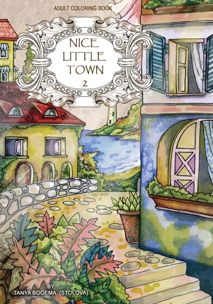 Nice Little Town Adult Coloring Book: 2