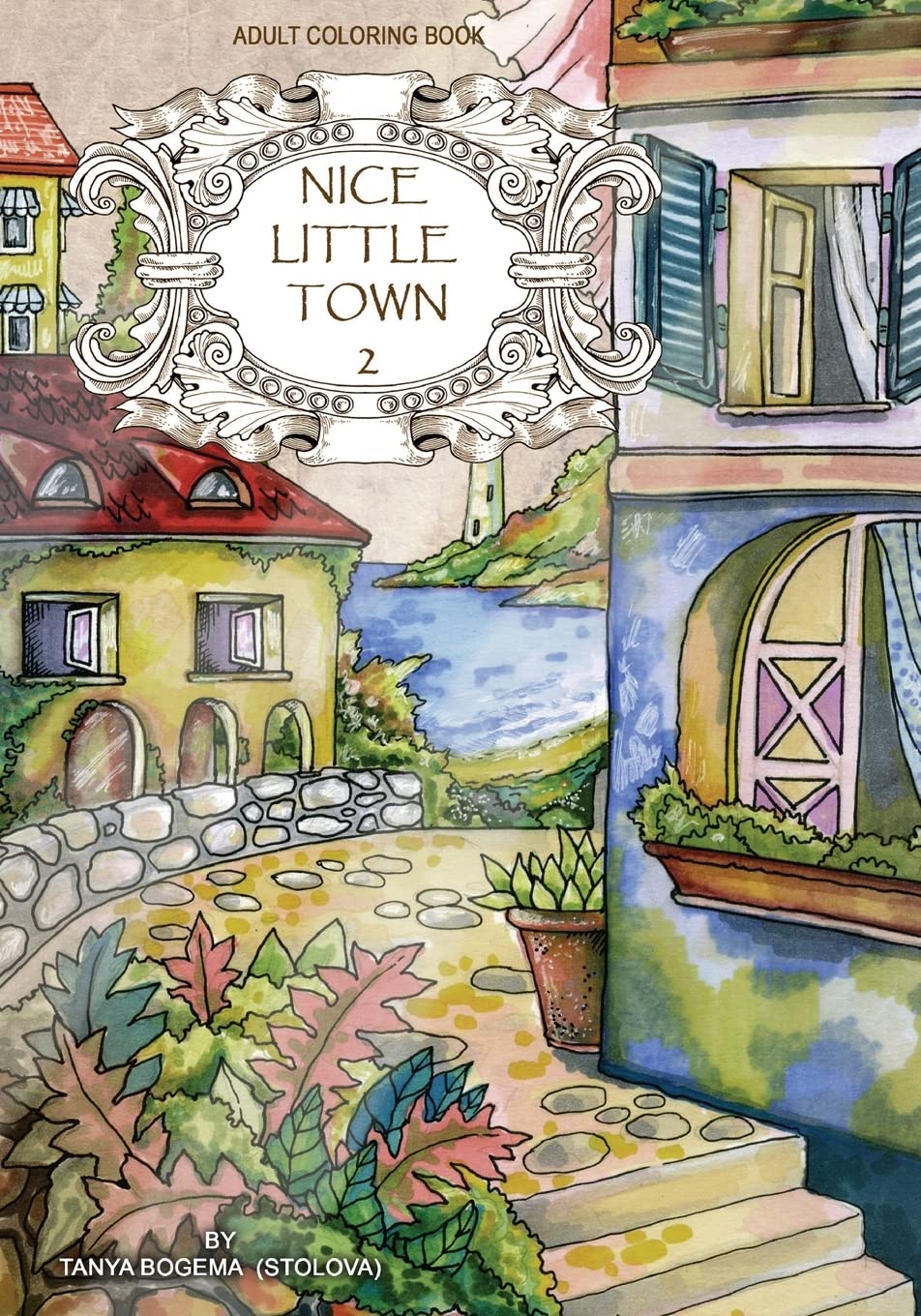Nice Little Town Adult Coloring Book: 2