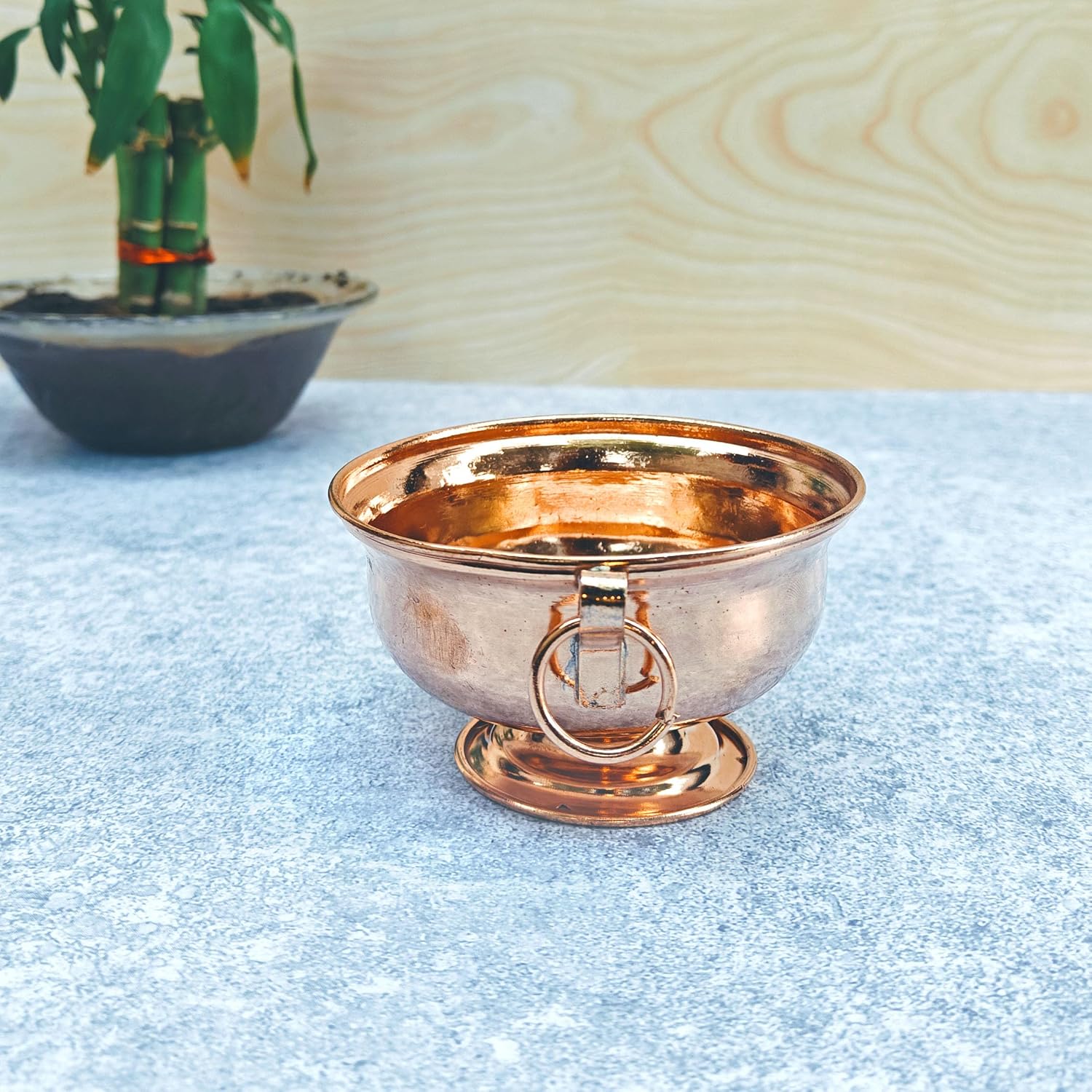 SHINDE EXPORTS Small Pure Copper puja Pot tamba Kalash Decorative panchamrutham Bowl for gangajal Water Vessel for Home Pooja (10cm 100gms)