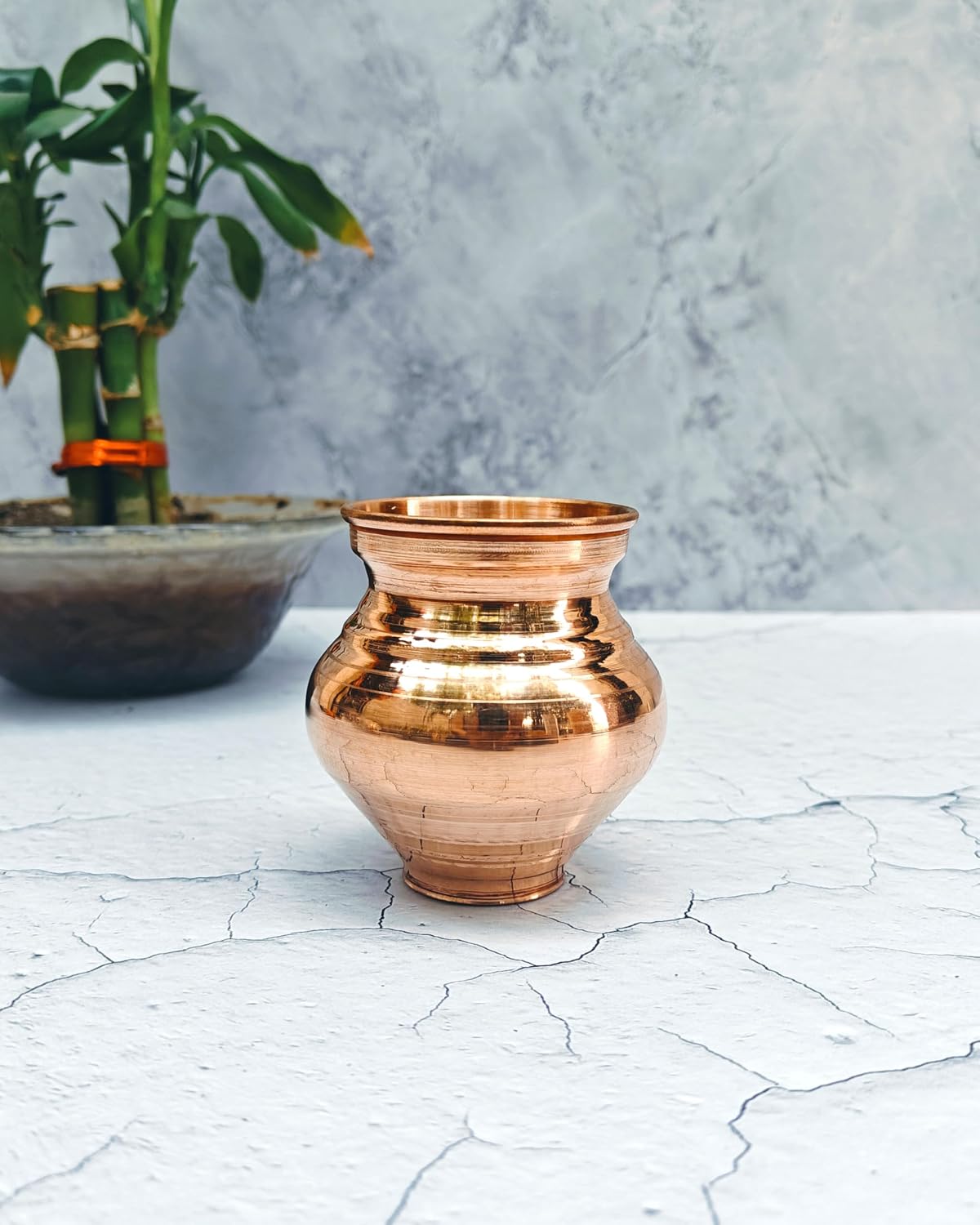 SHINDE EXPORTS Small Size Copper tamba lota Kalash for puja Drinking Water Pooja (8cm 55gms)