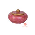 Saudeep India Handicrafts Marble Kumkum/Box Sindoor Dani/Vermilion Box Decorative Box Sindoor Dibbi with Meena Work