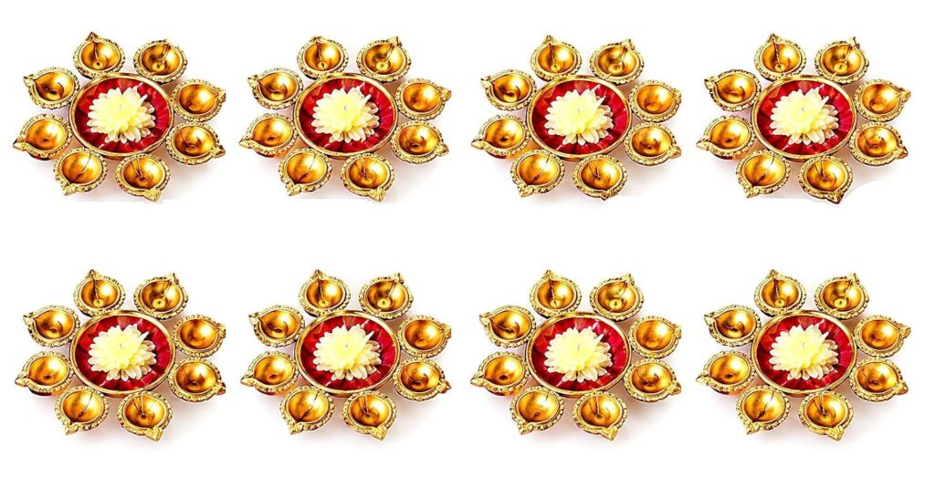Taj India Handicrafts Flower Shape Diya Decorative Urli Bowl for Home, Office and Table Décor Floating Flowers and Tea Light Candles Home