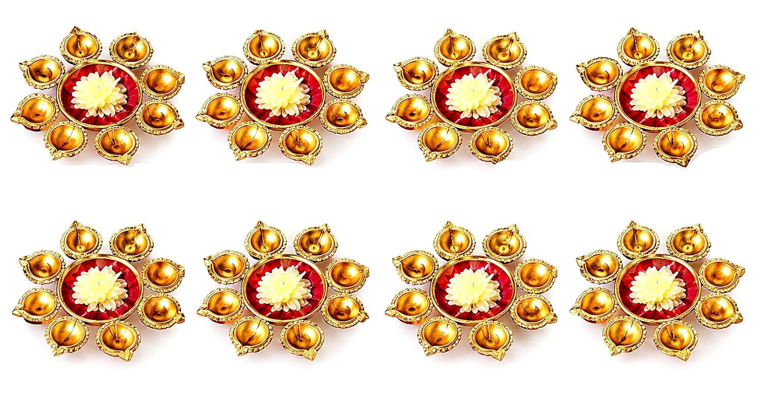 Taj India Handicrafts Flower Shape Diya Decorative Urli Bowl for Home, Office and Table Décor Floating Flowers and Tea Light Candles Home