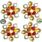 Taj India Handicrafts Metal Flower Shape Diya Decorative Urli Bowl (Size 25.5x25.5x4 CM) (Pack of 4 Pcs) for Your Home Decoration, Office Decoration & Holi and Diwali Decoration