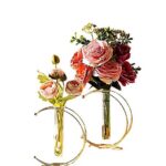 Taj India Handicrafts Metal Moon Design/Shaped Glass Flower Vase (20x10x26 CM) (Pack of 2 Pcs) for Table Decoration with Hydroponic Glass & Gold Shiny Finish Flower Pot for Home Decoration.