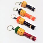 Wooden Channapatna Toys Keychain with Whistle – Handmade Return Gifts for Kids’ Birthday Parties & Special Occasions | Eco-Friendly Traditional Indian Toy Keyring | MADE IN INDIA