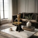 elaris Artistic Decorative Figurine Tray for Home & Office Décor | Handcrafted Modern Tabletop Organizer & Showpiece for Living Room, Study, Entryway & Coffee Table (Black & Gold)
