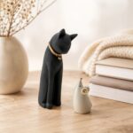 elaris Charming Cat & Mouse Figurine Set for Home & Office Décor | Handcrafted Modern Showpiece for Living Room, Study, Shelf & Table Styling (Black & White)